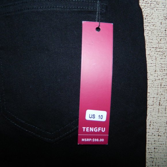 Tengfu Black Distressed Denim Jeans Black Size 10 (JJ-16) - Picture 5 of 6